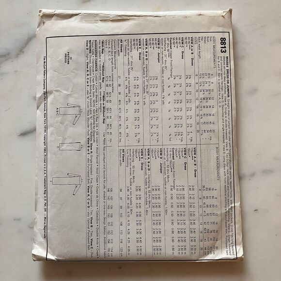 McCall‎ Sewing Pattern 8813 Women’s Dresses Size 12, 14 & 16 Vintage Uncut - Picture 9 of 13